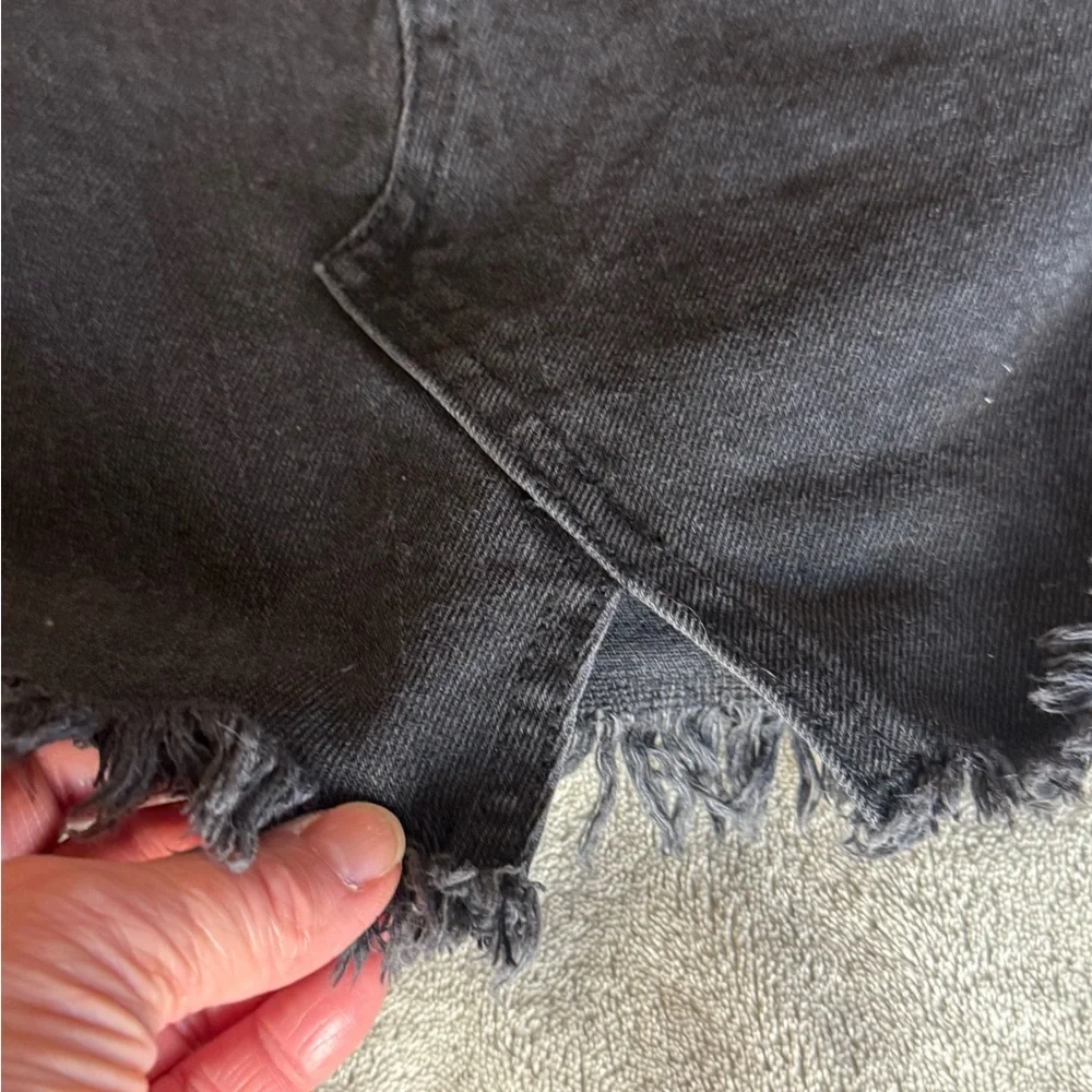 2 pc Madewell Textured Top & Frisco Black A-Line Denim Skirt Raw‎ Hem S/27